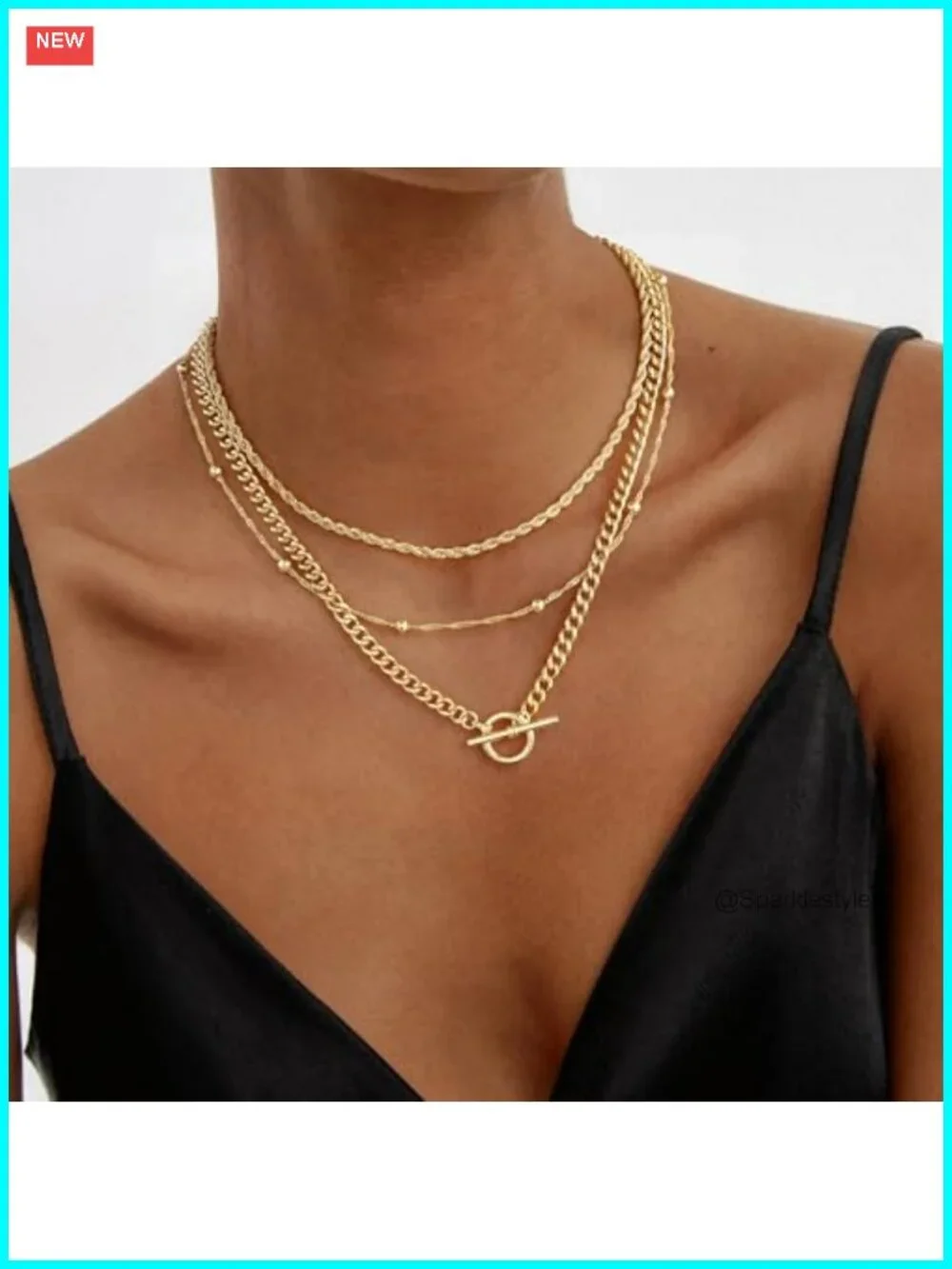 Layered Necklace Set 14K Gold Plated Cuban Paperclip Chain 15-17in